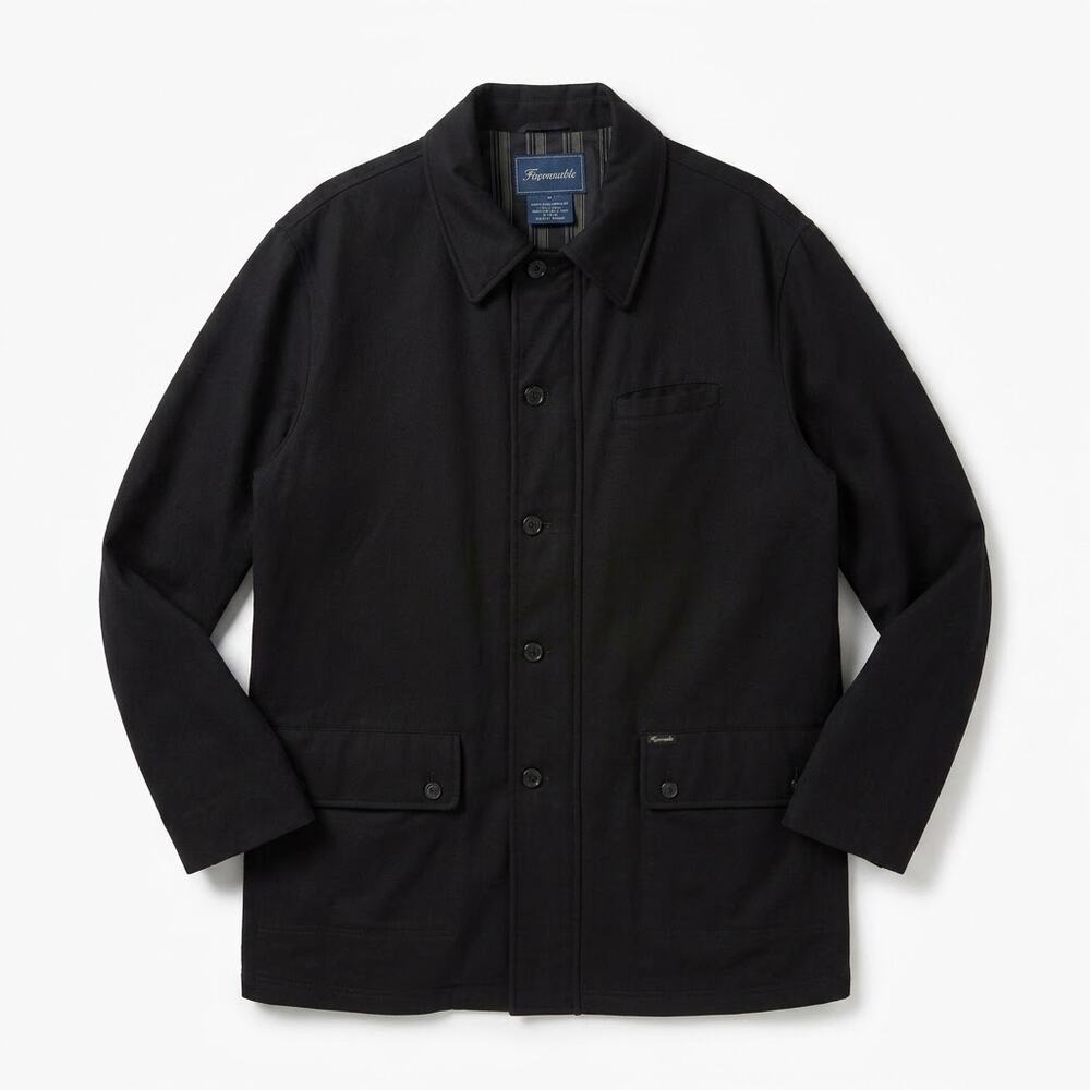 Faconnable 100% Wool Loro Piana Storm System Coat Black Water Resistant Mens XXL